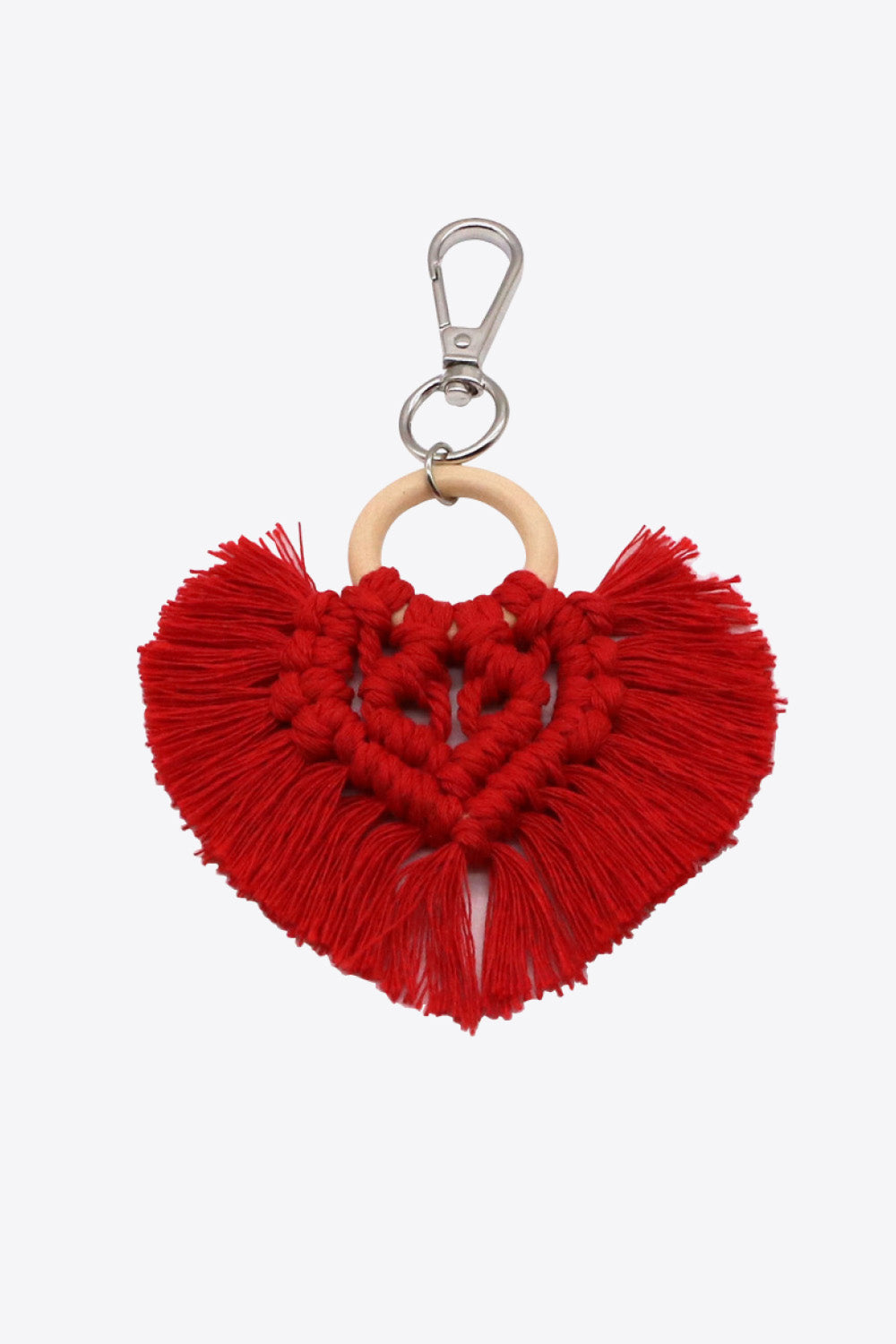 Firebrick Assorted 4-Pack Heart-Shaped Macrame Fringe Keychain Sentient Beauty Fashions Apparel & Accessories