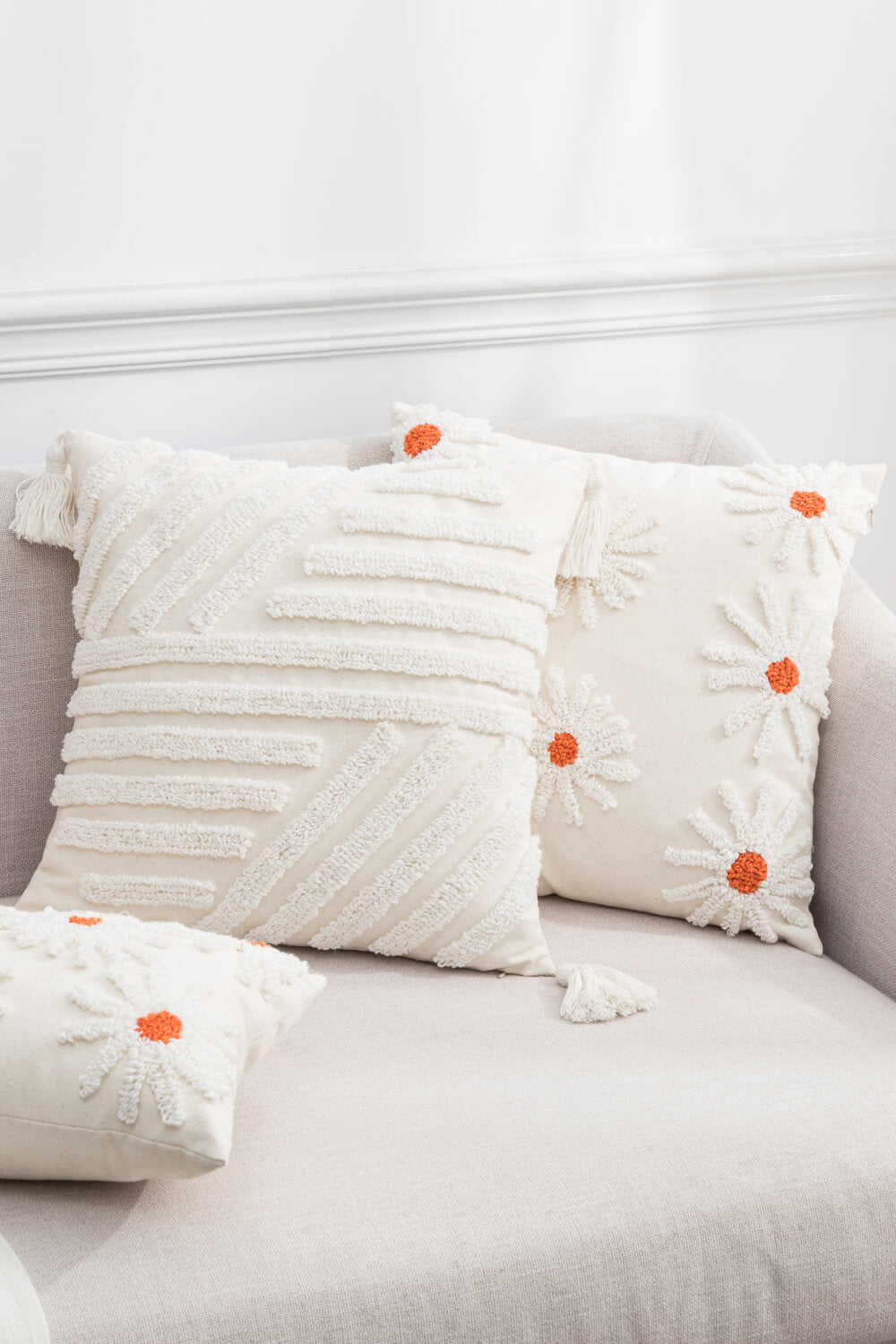 Light Gray Textured Decorative Throw Pillow Case