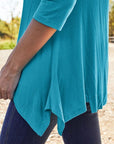 Dark Cyan Basic Bae Full Size Round Neck Pocketed T-Shirt Sentient Beauty Fashions Apparel & Accessories