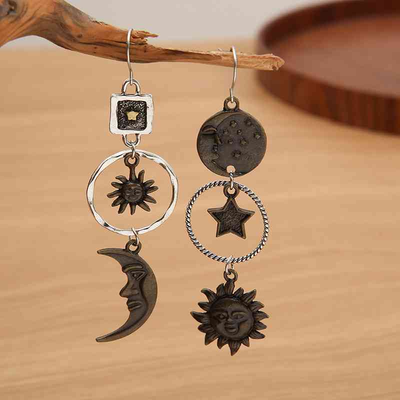 Tan Star, Sun, and Moon Earrings