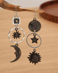 Tan Star, Sun, and Moon Earrings