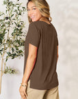 Light Gray Basic Bae Full Size Round Neck Short Sleeve T-Shirt Sentient Beauty Fashions Apparel & Accessories