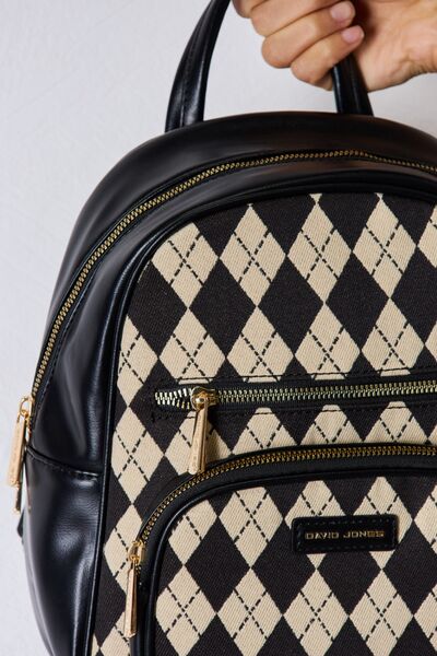 Dark Slate Gray David Jones Printed PU Leather Backpack Sentient Beauty Fashions *Accessories