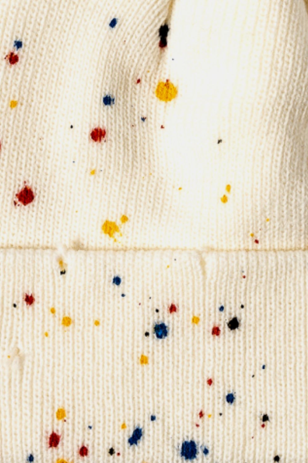 Antique White Confetti Rib-Knit Cuff Beanie Sentient Beauty Fashions *Accessories
