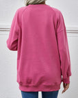 Maroon Round Neck Drop Shoulder Long Sleeve Sweatshirt Sentient Beauty Fashions Apparel & Accessories