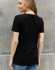 Dark Gray Simply Love Full Size Graphic Cotton Tee Sentient Beauty Fashions Apparel & Accessories
