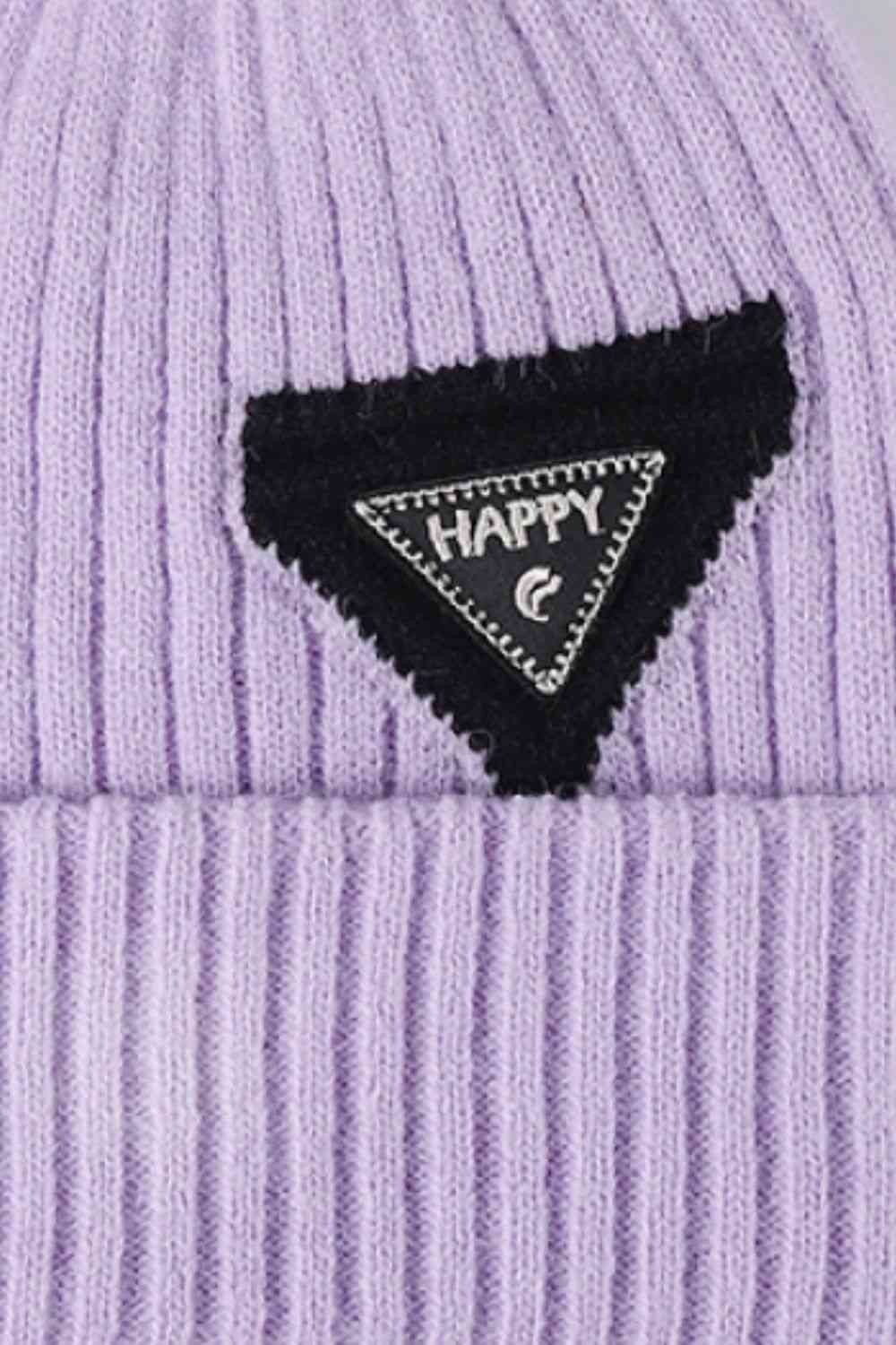 Gray HAPPY Contrast Beanie