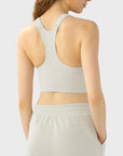 Light Gray Wide Strap Sport Bra Sentient Beauty Fashions Activewear