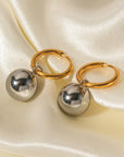 Gray 18K Gold-Plated Copper Ball Drop Earrings