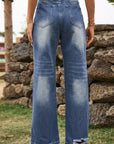 Dark Slate Gray Distressed Buttoned Loose Fit Jeans Sentient Beauty Fashions Apparel & Accessories