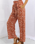 Sienna Heimish Right Angle Full Size Geometric Printed Pants in Red Orange Sentient Beauty Fashions Apparel & Accessories