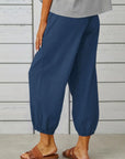 Gray Decorative Button Cropped Pants Sentient Beauty Fashions Apparel & Accessories