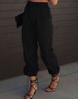 Dark Slate Gray High Waist Drawstring Pants with Pockets Sentient Beauty Fashions Apparel & Accessories