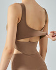 Rosy Brown Cutout Curved Hem Sports Tank Sentient Beauty Fashions Apparel & Accessories
