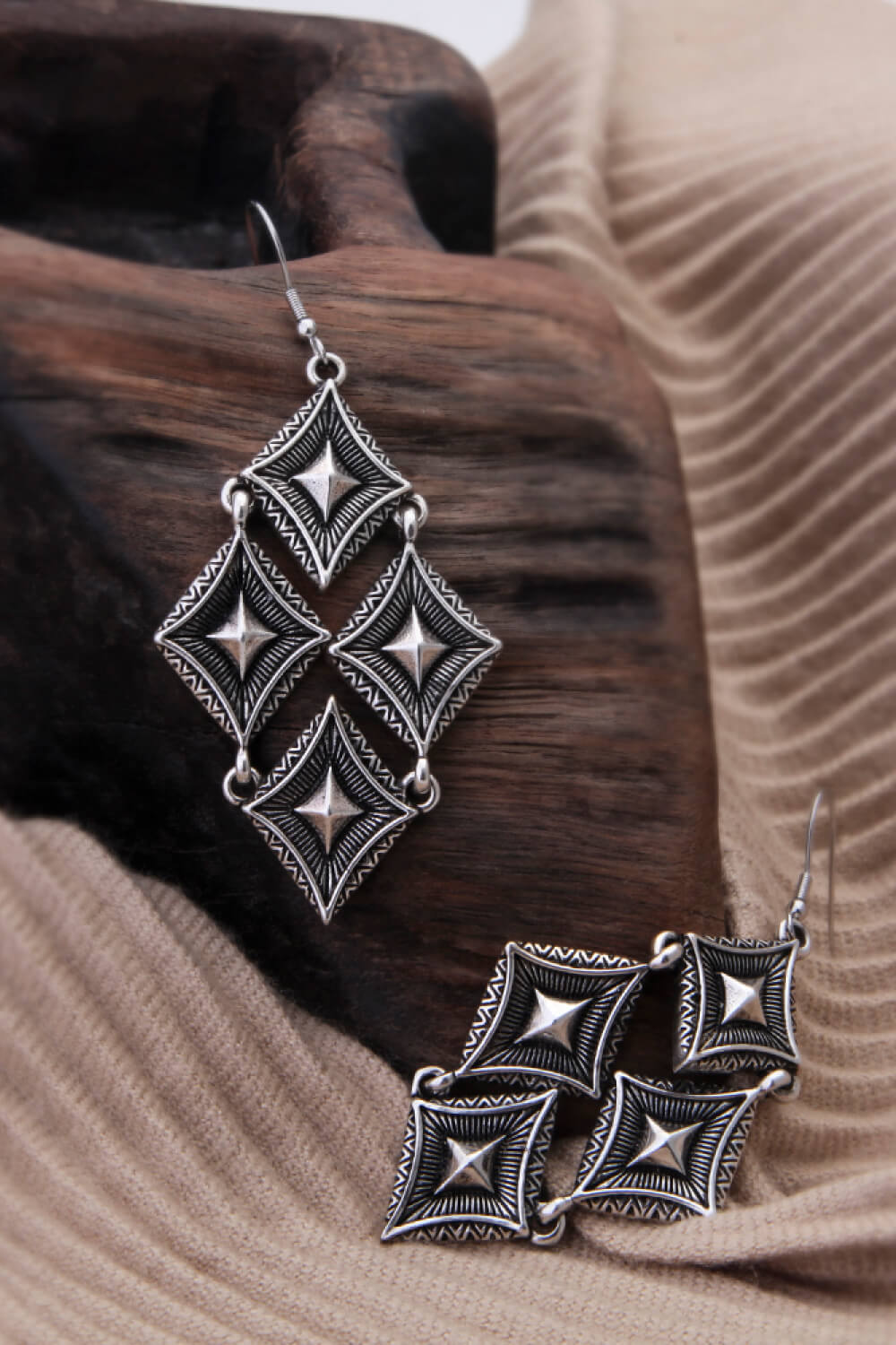 Dark Slate Gray Stainless Steel Geometric Dangle Earrings