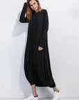 Black Full Size Round Neck Long Sleeve Sweatshirt Dress Sentient Beauty Fashions Dresses