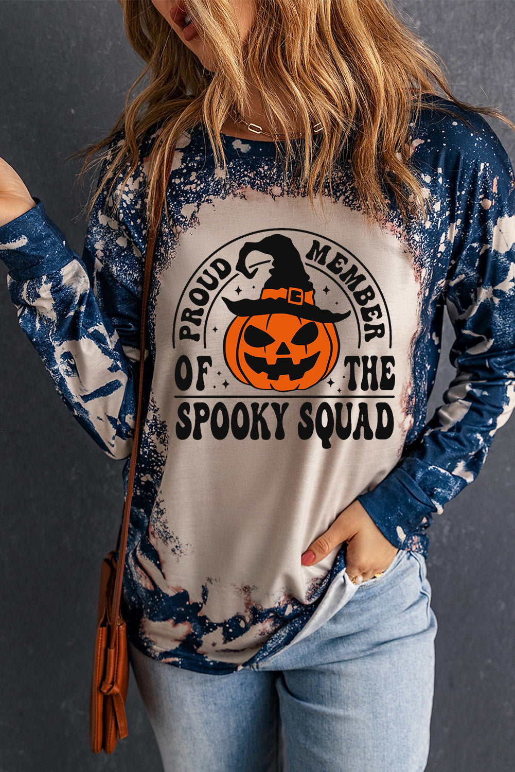 Dark Slate Gray Round Neck PROUD MEMBER OF THE SPOOKY SQUAD Graphic Sweatshirt Sentient Beauty Fashions Apparel & Accessories