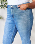 Cadet Blue BAYEAS Full Size High Waist Straight Jeans Sentient Beauty Fashions Apparel & Accessories