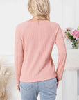 Light Gray Round Neck Long Sleeve Blouse Sentient Beauty Fashions Apparel & Accessories