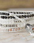Gray Natural Stone Layered Bracelet Sentient Beauty Fashions