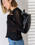 Dark Slate Gray David Jones PU Leather Backpack Sentient Beauty Fashions Apparel & Accessories