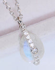Light Gray Natural Moonstone and Zircon Pendant Necklace Sentient Beauty Fashions jewelry