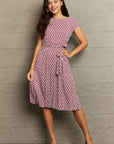 Rosy Brown Round Neck Tie Waist Dress