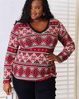 Black Heimish Full Size Snowflake Print Long Sleeve Top Sentient Beauty Fashions Apparel & Accessories