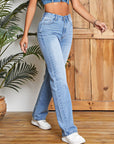 Rosy Brown High Waist Straight Leg Jeans Sentient Beauty Fashions Apparel & Accessories