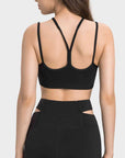 Dark Slate Gray Double-Strap Cropped Sports Cami Sentient Beauty Fashions Apparel & Accessories