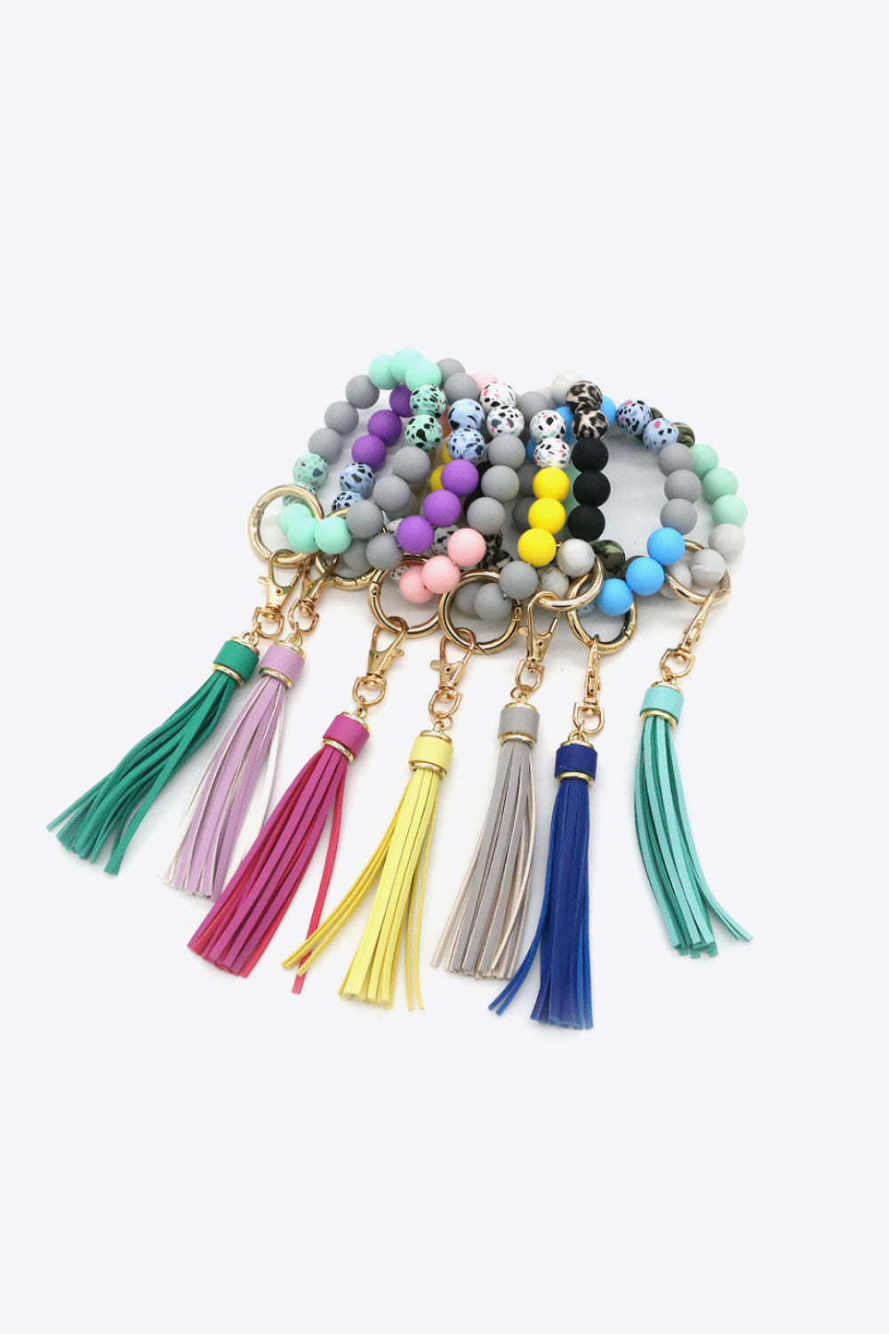 White Smoke Assorted 2-Pack Multicolored Beaded Tassel Keychain Sentient Beauty Fashions Apparel &amp; Accessories