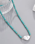 Gray Turquoise & Pearl Necklace Sentient Beauty Fashions jewelry