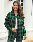 Light Gray Plaid Button Up Pocketed Shirt Sentient Beauty Fashions Apparel & Accessories