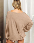 Rosy Brown BiBi Exposed Seam Long Sleeve Top Sentient Beauty Fashions Apparel & Accessories