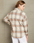 Rosy Brown Double Take Plaid Half-Zip Collared Curved Hem Sweatshirt Sentient Beauty Fashions Apparel & Accessories
