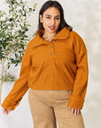 Light Gray Culture Code Full Size Half Button Turtleneck Sweatshirt Sentient Beauty Fashions Apparel & Accessories