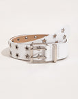 Beige Double Row Star Grommet PU Leather Belt Sentient Beauty Fashions *Accessories