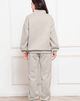 Light Gray Half Zip Long Sleeve Sweatshirt and Pants Set Sentient Beauty Fashions Apparel & Accessories