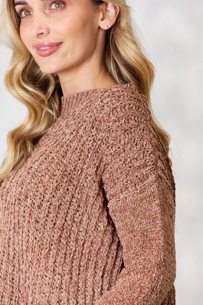Rosy Brown BiBi Tassel Trim Long Sleeve Sweater Sentient Beauty Fashions Apparel & Accessories