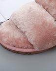 Rosy Brown Faux Fur Open Toe Slippers Sentient Beauty Fashions slippers