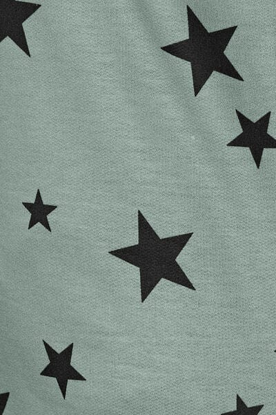 Light Slate Gray Star Print Round Neck Dropped Shoulder Sweatshirt