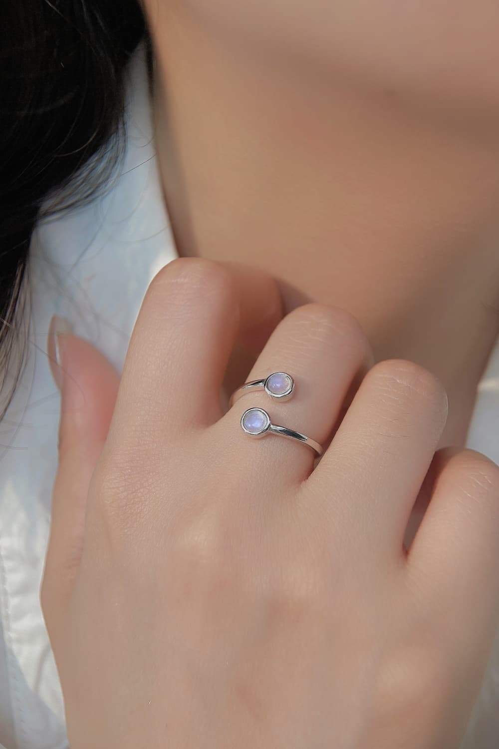 Rosy Brown High Quality Natural Moonstone 925 Sterling Silver Toi Et Moi Ring Sentient Beauty Fashions rings