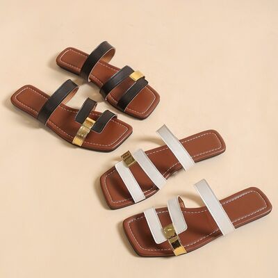 Wheat PU Leather Open Toe Sandals Sentient Beauty Fashions Shoes