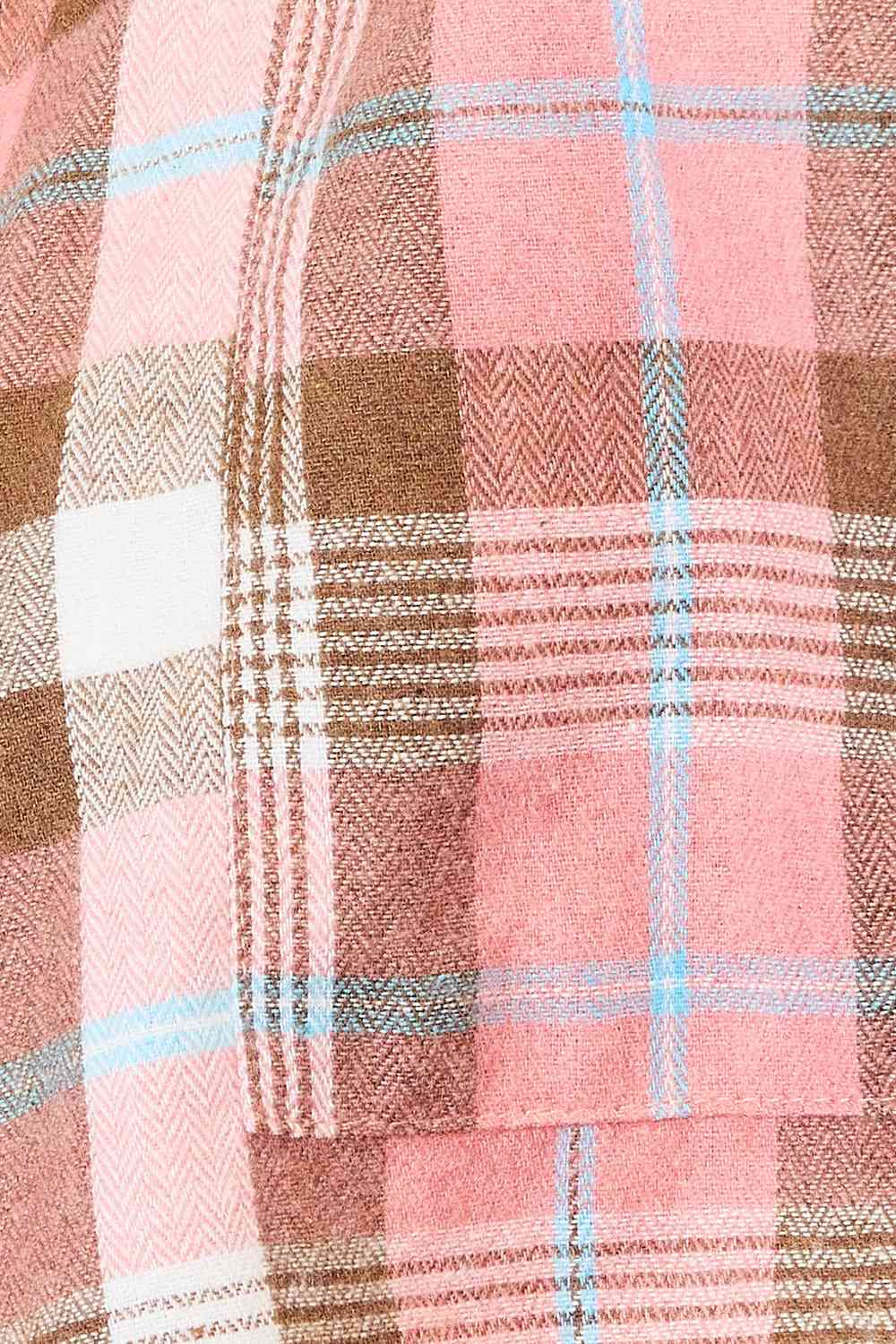 Light Pink Double Take Plaid Collared Neck Long Sleeve Button-Up Shirt Sentient Beauty Fashions Apparel & Accessories
