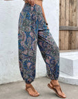 Gray Printed Smocked Waist Pants Sentient Beauty Fashions Apparel & Accessories