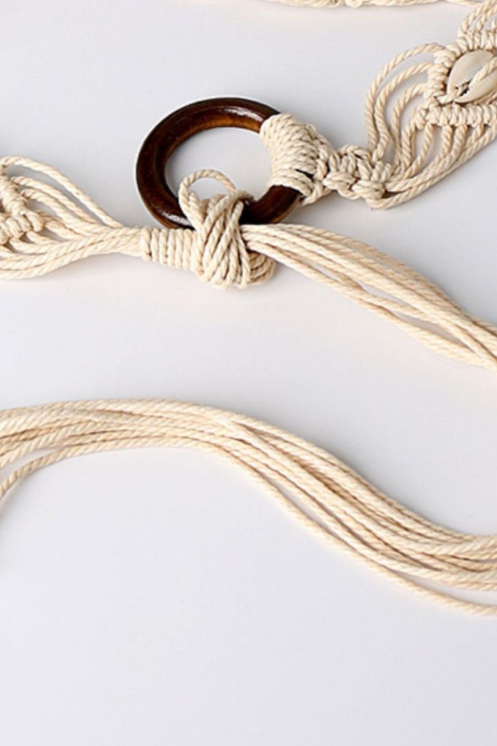 Light Gray Bohemian Wood Ring Braid Belt Sentient Beauty Fashions *Accessories