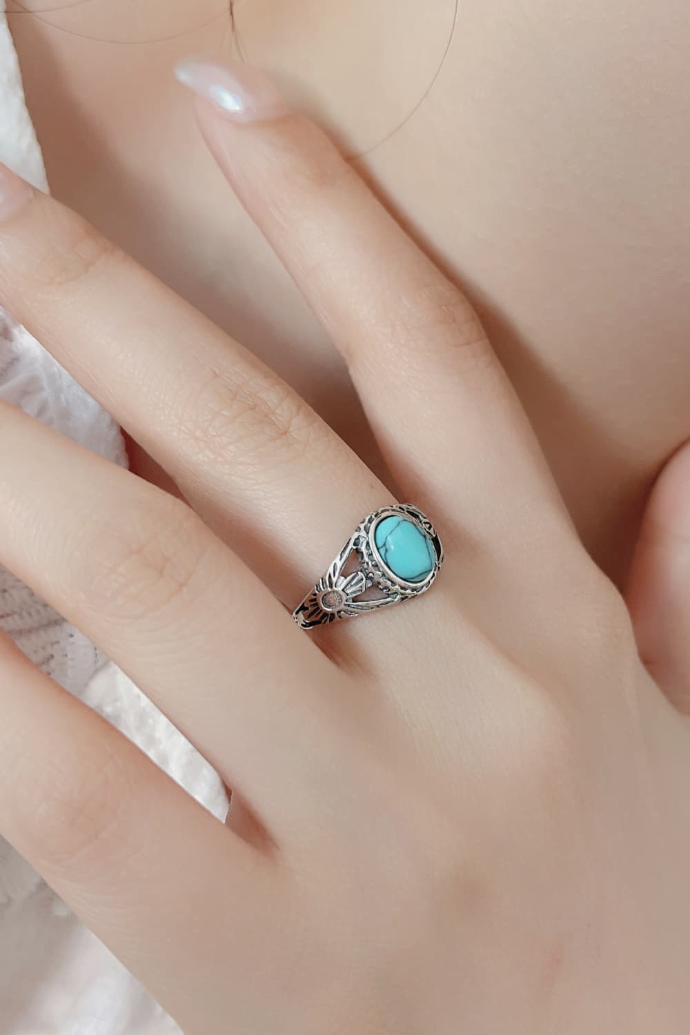Rosy Brown Turquoise 925 Sterling Silver Ring Sentient Beauty Fashions rings