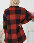 Light Gray Plaid Button Down Coat with Pockets Sentient Beauty Fashions jackets