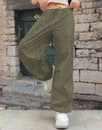 Dim Gray Drawstring Waist Pants with Pockets Sentient Beauty Fashions Apparel & Accessories