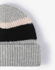 Light Gray Tricolor Cuffed Knit Beanie